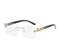 MUTYNE Klassische randlose quadratische Sonnenbrille für Herren, getönte Farbe, Metallverzierungen, modische Luxus-Sonnenbrille für Damen (transparent)