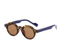 MUTYNE Klassische runde Sonnenbrille Damen Unisex Herren Nieten Geeignet für normale Dekoration UV400 (Leopard Tea)