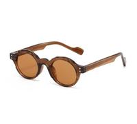 MUTYNE Klassische runde Sonnenbrille für Damen und Herren, Nieten, geeignet für normale Dekoration, UV400 (Brauner Tee)