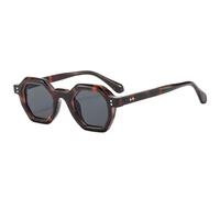 MUTYNE Klassische Sonnenbrille mit kleinem Rahmen und Polygon-Reisnägeln, für Damen, Retro, Luxus, für Herren, Reisen, Autofahren, UV400 (Leopardengrau)