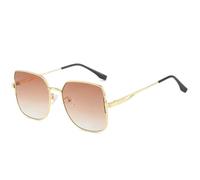 MUTYNE Klassische übergroße Sonnenbrille mit quadratischem Rahmen für Damen und Herren, modische Persönlichkeit, fürs Autofahren im Freien, Sommerreisen, Brillen, UV400 (Gold Tea)