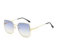 MUTYNE Klassische übergroße Sonnenbrille mit quadratischem Rahmen für Damen und Herren, modische Persönlichkeit, fürs Autofahren im Freien, Sommerreisen, Brillen, UV400 (Goldblau, Tee)