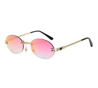 MUTYNE Kleine ovale Sonnenbrille verspiegelt Herren UV400 Retro randlose runde Sonnenbrille Vintage Damen Frühling Sommer,rot rosa verspiegelte Linse,Einheitsgröße
