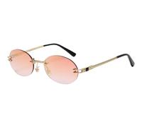 MUTYNE Kleine ovale Sonnenbrille verspiegelt Herren UV400 Retro randlose runde Sonnenbrille Vintage Damen Frühling Sommer,Gold verspiegelte Linse,Einheitsgröße
