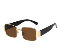 MUTYNE Kleine quadratische Punk-Sonnenbrille für Damen, modisch, Retro, für Herren, Sonnenbrille fürs Autofahren, Unisex, UV400 (Goldbraun)