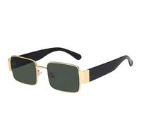 MUTYNE Kleine quadratische Punk-Sonnenbrille für Damen, modisch, Retro, für Herren, Sonnenbrille fürs Autofahren, Unisex, UV400 (Goldgrün)