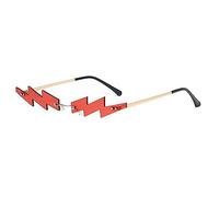 MUTYNE Kleine randlose Cat-Eye-Sonnenbrille für Damen, Vintage-Punk-Sonnenbrille, einzigartige Lightning-Brille für Damen, Retro, UV400, Goldrot, andere