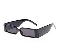 MUTYNE Kleine rechteckige Sonnenbrille Damen Herren Retro schmaler Rahmen Leopard Vintage quadratische Sonnenbrille weiblich Punk Cat Eye Brillen, Schwarz, Einheitsgröße