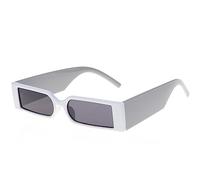 MUTYNE Kleine rechteckige Sonnenbrille Damen Herren Retro schmaler Rahmen Leopard Vintage quadratische Sonnenbrille weiblich Punk Cat Eye Brillen,Weiß,Einheitsgröße