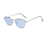MUTYNE Luxuriöse kleine quadratische Sonnenbrille für Damen und Herren, Trend-Retro-Metallrahmen, für Herren, Outdoor-Reisen, UV400 (Silberblau)