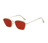 MUTYNE Luxuriöse kleine quadratische Sonnenbrille für Damen und Herren, Trend-Retro-Metallrahmen, Herren, Outdoor, Reisen, UV400 (Goldrot)