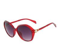 MUTYNE Luxuriöse ovale Sonnenbrille mit Diamant-Imitation, für Damen und Herren, modisch, Retro, großer Rahmen, Sommer-Reise-Sonnenbrille, UV400 (rot/grau)