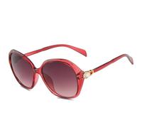 MUTYNE Luxuriöse ovale Sonnenbrille mit Diamant-Imitation, für Damen und Herren, modisch, Retro, großer Rahmen, Sommer-Reise-Sonnenbrille, UV400 (hellrot-grau)