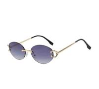 MUTYNE Luxuriöse randlose kleine ovale Sonnenbrille für Herren, Retro-Mode, Damen, Sonnenbrille für den Außenbereich, Sommerreisen, UV400 (Gold, Farbverlauf, Grau)