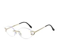 MUTYNE Luxuriöse randlose kleine ovale Sonnenbrille für Herren, Retro-Mode, Damen, Sonnenbrille für den Außenbereich, Sommerreisen, UV400 (Gold, klar)