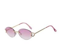 MUTYNE Luxuriöse randlose kleine ovale Sonnenbrille für Herren, Retro-Mode, Damen, Sonnenbrille für den Außenbereich, Sommerreisen, UV400 (Gold, Farbverlauf, Lila)