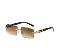 MUTYNE Luxuriöse Strass-Sonnenbrille für Damen und Herren, rechteckig, mit funkelnden Diamanten, UV400-Sonnenbrille (Goldener Tee)