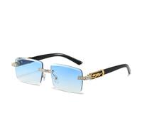 MUTYNE Luxuriöse Strass-Sonnenbrille für Damen und Herren, rechteckig, mit funkelnden Diamanten, UV400-Sonnenbrille (goldblau)