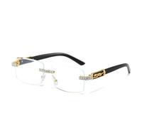 MUTYNE Luxuriöse Strass-Sonnenbrille für Damen und Herren, rechteckig, mit Glitzerdiamanten, UV400-Sonnenbrille (transparent)
