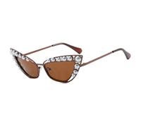 MUTYNE Luxus Cat Eye Pearl Dekorieren Sonnenbrille Frauen Retro Metallrahmen Männer Sonnenbrille Outdoor Reisen UV400 (Braun Braun)