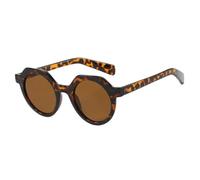 MUTYNE Luxus-Sonnenbrille im Polygon-Stil für Damen, modisch, Retro, rund, für Herren, Outdoor, Reisen, Angeln, UV400 (Leopardenbraun)