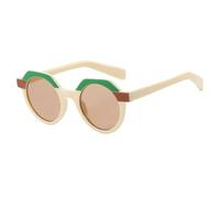 MUTYNE Luxus-Sonnenbrille im Polygon-Stil für Damen, modisch, Retro, rund, für Herren, Outdoor, Reisen, Angeln, UV400 (Beige Tee)