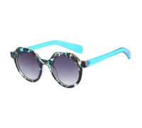 MUTYNE Luxus-Sonnenbrille im Polygon-Stil für Damen, modisch, Retro, rund, für Herren, Outdoor, Reisen, Angeln, UV400 (blaue Blume, grau)