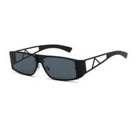 MUTYNE Metall Hohle Quadratische Sonnenbrille Damen Herren Vintage Luxus Outdoor Autofahren Reise Trendy Shades UV400 (Schwarz Grau)