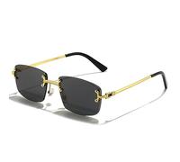 MUTYNE Metallsonnenbrille mit Farbverlaufslinse, randlos, quadratisch, lila Sonnenbrille, Damen, rechteckig, rahmenlose Brille für Herren, goldfarben, Einheitsgröße