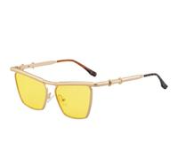 MUTYNE Mode Cat Eye Metall Damen Sonnenbrille Retro Punk Herren Outdoor Autofahren Reisen UV400 (Gold Gelb)