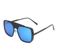 MUTYNE Mode Luxus Quadratische Metall Damen Sonnenbrille Retro Punk Herren Outdoor Fahren Reisebrille UV400 (Schwarz Blau)