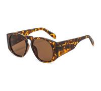 MUTYNE Mode Luxus Runde Sonnenbrille Männer Frauen Übergroße Persönlichkeit Rahmen Einzigartige Brille Bein Retro Shades UV400, Leopard, Einheitsgröße