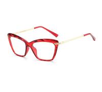 MUTYNE Mode Vintage Brillengestell Damen Übergroße Klare Quadratische Brille Damen Transparente Linse Brillen Weiblich,Rot,Einheitsgröße