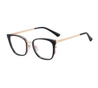 MUTYNE Modische Brillenfassung für Damen, Farbverlauf, klare Gläser, Brille für Damen, Metall, Gold, Leopard, Schwarz-Gold-Rahmen, Einheitsgröße