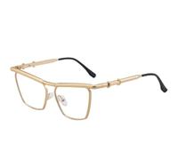 MUTYNE Modische Cat Eye Metall Damen Sonnenbrille Retro Punk Herren Outdoor Autofahren Reisen UV400 (Gold Klar)