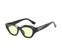 MUTYNE Modische Cat-Eye-Sonnenbrille für Damen, Retro, kleiner Rahmen, Herren-Sonnenbrille, trendige Reise-Sonnenbrille, UV400 (Schwarz-Gelb)