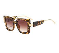 MUTYNE Modische Damen-Sonnenbrille im Steampunk-Stil, luxuriös, quadratisch, Sonnenschutzbrille, Herren-Metallbrille mit großem Rahmen, UV400 (C7 Leopard Tea)