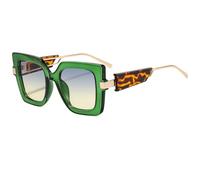 MUTYNE Modische Damen-Sonnenbrille im Steampunk-Stil, luxuriös, quadratisch, Sonnenschutzbrille, Herren-Metallrahmen, großer UV-Schutz 400 (C2 Grün-Leopard)