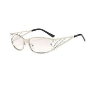 MUTYNE Modische, hohle Sonnenbrille aus Metall für Damen und Herren, Retro-Stil, UV-Schutz 400, Freizeit/Urlaub (C6 Silber)