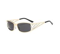 MUTYNE Modische, hohle Sonnenbrille aus Metall für Damen und Herren, Retro-Stil, UV-Schutz 400, Freizeit/Urlaub (C1GoldGrau)