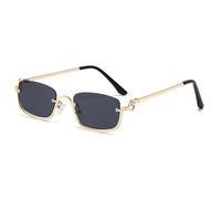Modische kleine quadratische Sonnenbrille für Damen, Luxus-Sonnenbrille aus Metall mit halbem Rahmen, Damen-Trend, Vintage, Schwarz/Rosa, Gold/Grau, Einheitsgröße