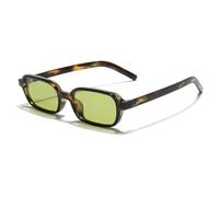 MUTYNE Modische kleine rechteckige Sonnenbrille für Damen, UV400, Leopardenmuster, Punk-Sonnenbrille für Herren (C6 Leopardengrün)