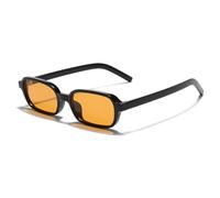 MUTYNE Modische kleine rechteckige Sonnenbrille für Damen, UV400, Leopardenmuster, Punk-Sonnenbrille für Herren (C2 Schwarz Orange)