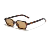 MUTYNE Modische kleine rechteckige Sonnenbrille für Damen, UV400, Leopardenmuster, Punk-Sonnenbrille für Herren (C5 Leopard Tea)