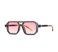 MUTYNE Modische, luxuriöse, quadratische Sonnenbrille für Herren und Damen, Retro-Doppelbrücken, transparenter Brillenrahmen, Tranding Shades, Grau, Rosa, Einheitsgröße