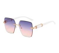 MUTYNE Modische, luxuriöse, randlose, polygonale Sonnenbrille für Damen, trendige Herren-Sonnenbrille für Outdoor-Reisen, Autofahren, UV400 (Gold, Grau, Rosa)