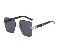 MUTYNE Modische, luxuriöse, randlose, polygonale Sonnenbrille für Damen, trendige Herren-Sonnenbrille für Outdoor-Reisen, Autofahren, UV400 (Goldgrau)