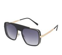 MUTYNE Modische Luxus-Sonnenbrille aus quadratischem Metall für Damen, Retro-Punk, für Herren, zum Autofahren im Freien, Reisebrille, UV400 (Gold, Farbverlauf, Grau)