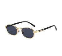 MUTYNE Modische ovale Sonnenbrille für Damen, Luxus-Sonnenschutz, UV400, Metallrahmen, Retro (Goldgrau)