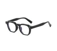 MUTYNE Modische, quadratische Polygon-Brille mit Vintage-Nieten für Damen und Herren, transparent (schwarz)